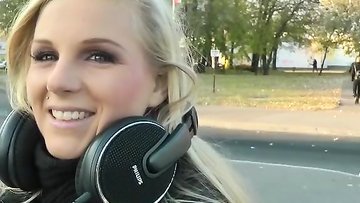 Blonde party girl loves outdoor fucking