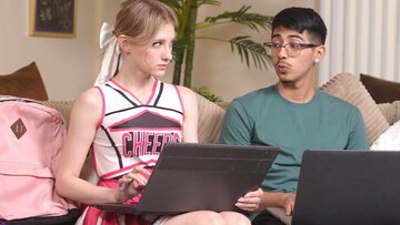 Shy virgin guy loses it to cheerleader