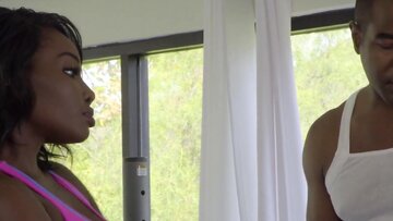 Ebony princess fucks difficult with her fitness instruc