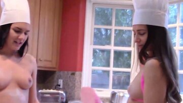 Besties Leave Kitchen to Pleasure Cock