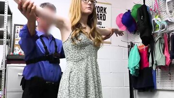 Amber Stark is brought to the backroom for questio