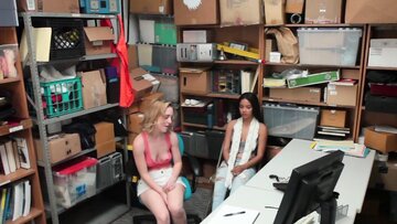 Bonnie Grey & Maya Bijou Fucked for Shoplifting in Backroom