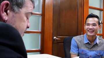 Asian twink cums hard after bareback with boss