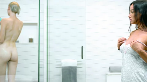 Stepmom’s Busty GF Joins Me in the Shower