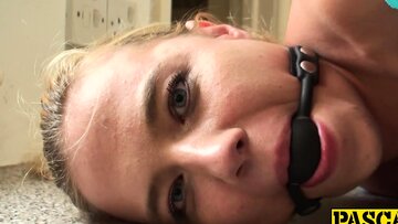Tied-Up Ivey Gagged, Face Slapped, and Hardcore Fucked