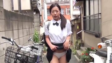 Japanese Beauty’s Outdoor Panty Pee Surprise