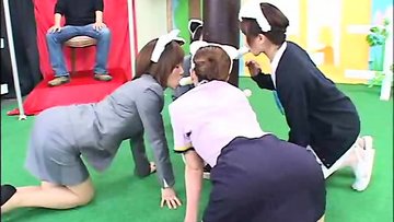 Japanese contestants participate in a crazy gameshow