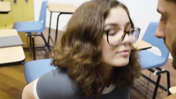 Leana Lovings Sucks Off Her Study Buddy in Class