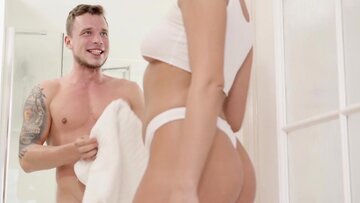 Cherry Kiss Impregnated by Hung Client on Massage Table