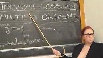 Busty bbw teaching her student a lesson in a classroom