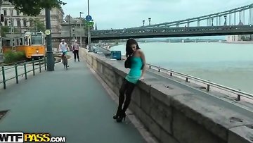 Pretty babe has real public fuck