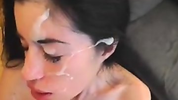 18 latina gets Facialized anal