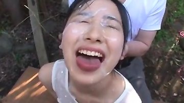 Japanese teen gets the cumshot compliation of her life